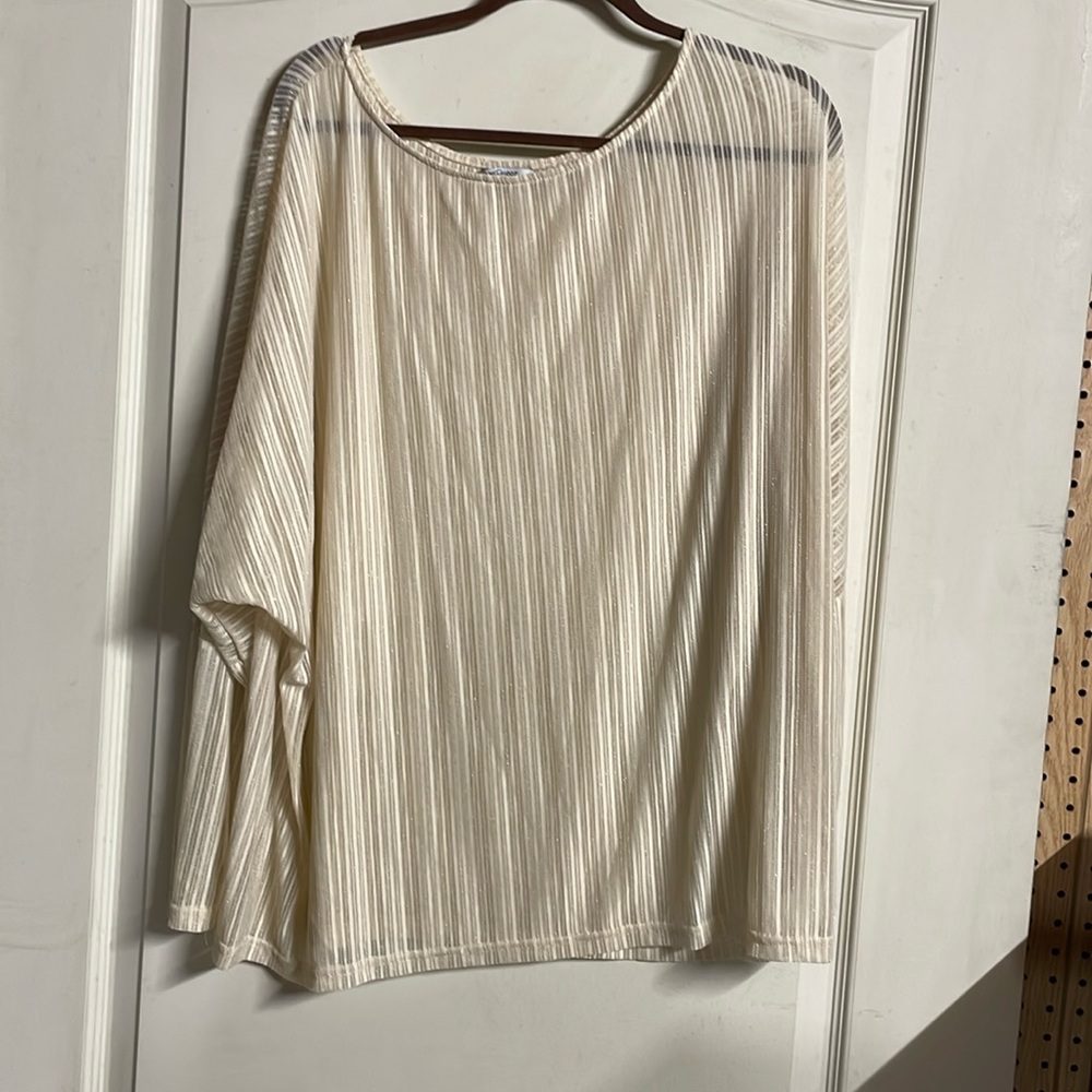 Women’s top swim cover-up sheer Cream, colored one size but fits like XL